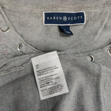 Karen Scott 3/4 Sleeve Grommet Solid Pullover Gray LARGE