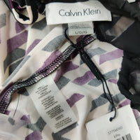 Calvin Klein Printed Keyhole Halter Shell Blush Multi L