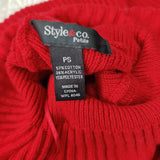 Style & Co. Womens Petites Turtleneck Ribbed Knit Pullover Sweater Red PS