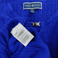 Karen Scott Longsleeve Baby Cobble Keyhole Sweater Blue XL