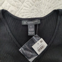 INC Womens Petites Office Wear Knit V-Neck Sweater Black PL