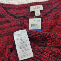 Style & Co. Women's Sweater Marl Ruffle Pullover Red XL