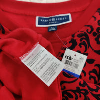 Karen Scott Fleece Scroll Dyna Pullover Red XL