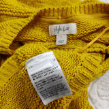 Style & Co. Women's Sweater Mix Stitch Tape Pullover Yellow LARGE