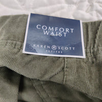 Karen Scott Womens Petites Corduroy Comfort Waist Ankle Pants Green PXL