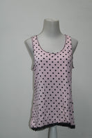 Jenni Lace-Trimmed Pajama Tank Top Light Pink Dots L