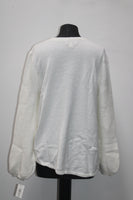 Style & Co. Women's Sweater Texture Sleeve Pullover White XL