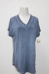 Style & Co. Women V-Neck Short Sleeve Bleached T-Shirt Blue Size Medium