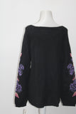 Style & Co. Women's Floral-Print Sweater Black M