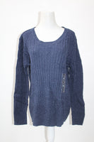 Karen Scott Nep Cobble Crewneck Sweater Navy XL