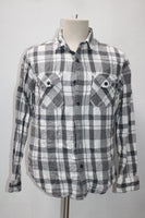 American Eagle Men's  Flannel Shirt Gray L Pre-Owned