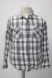 American Eagle Men's  Flannel Shirt Gray L Pre-Owned