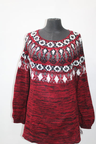 Style Co Petite Fair Isle Marled Sweate New Red Amore Combo PL