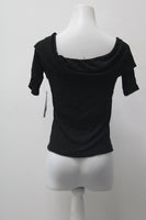 Sage The Label Off-The-Shoulder Lace-Up Top Black L