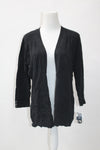 Karen Scott 3/4 Sleeve Ribbed Yoke Cardigan Black PM