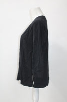 Karen Scott 3/4 Sleeve Ribbed Yoke Cardigan Black PM