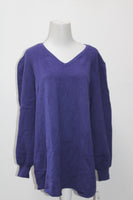 Style & Co. Women's Sweater Vneck Pleat Sleeve Tunic Purple Large