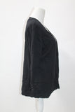 Karen Scott 3/4 Sleeve Ribbed Yoke Cardigan Black PM