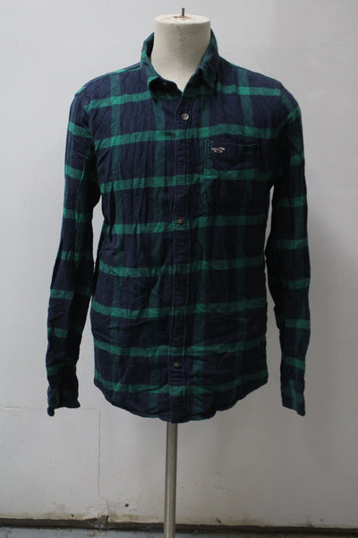 Hollister Men's  Flannel Shirt Green M Pre-Owned