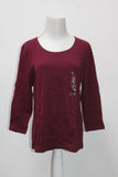 Karen Scott 3/4 Sleeve Scoopneck Top  Red PL