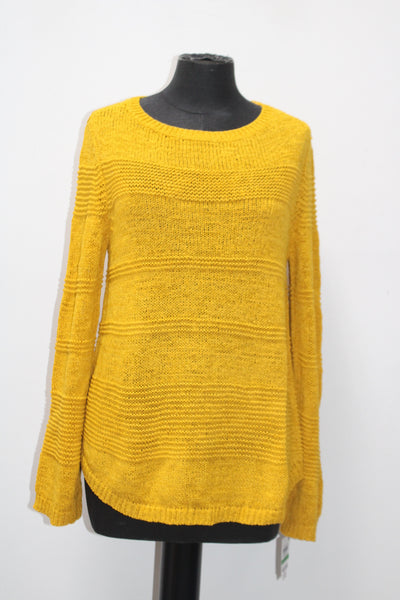 Style & Co. Women's Sweater Mix Stitch Tape Pullover Yellow LARGE