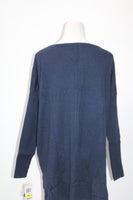 Style & Co. Womens Petites Knit Ribbed Tunic Sweater Navy PM