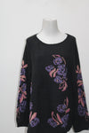 Style & Co. Women's Floral-Print Sweater Black L