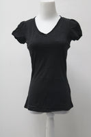 INC International Concepts Petite V-Neck Tee Deep Black PXS