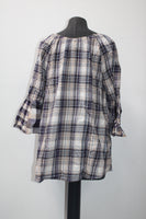 Style Co Cotton Bell-Sleeve Plaid Top Bluefield Purple M