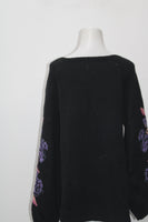 Style & Co. Women's Floral-Print Sweater Black L