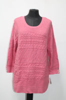 Karen Scott Horizontal Cobble Scoopneck  Pullover Pink LARGE