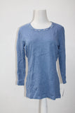 Karen Scott 3/4 Sleeve Grommet Solid Pullover Blue S