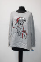 Karen Scott Petite Holiday Dog Sweatshirt Smoke Grey PXL