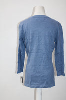 Karen Scott 3/4 Sleeve Grommet Solid Pullover Blue S