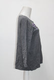 Karen Scott 3/4 Sleeve Molly Meadow Top Charcoal M