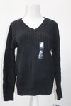 Karen Scott Solid Vneck Sweater Black M