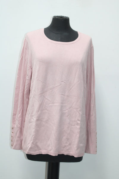 Jm Collection Longsleeve Crewneck Top Pink XL