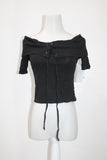 Sage The Label Off-The-Shoulder Lace-Up Top Black Small