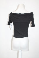 Sage The Label Off-The-Shoulder Lace-Up Top Black Small