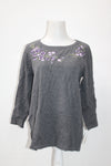 Karen Scott 3/4 Sleeve Molly Meadow Top Charcoal S