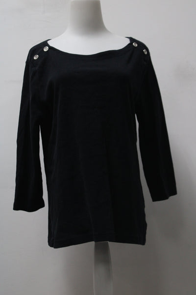 Croft & Barrow Women's Top Black L Pre-Owned