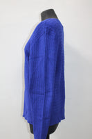 Karen Scott Longsleeve Baby Cobble Keyhole Sweater Blue XL