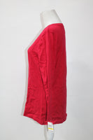 Karen Scott 3/4 Sleeve Grommet Solid Pullover Red M