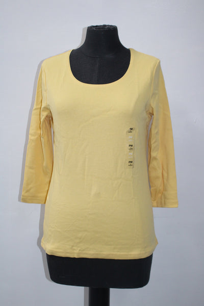 Karen Scott Petite Cotton Scoop-Neck Top Warm Gold PM