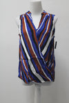 INC International Concepts Petite Striped Surplice Blouse Column Stripe 4P