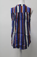 INC International Concepts Petite Striped Surplice Blouse Column Stripe 4P