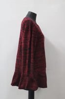 Style & Co. Women's Sweater Marl Ruffle Pullover Red XL