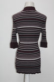 Style & Co. Women's Ribbed Knit Striped Turtleneck Sweater Purple PL