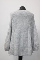 Style & Co. Women's Ribbed Bishop-Sleeve Sweater - (Light Grey Heather, MEDIUM)