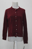 Karen Scott Luxsoft Pearl Button Cardigan Merlot S